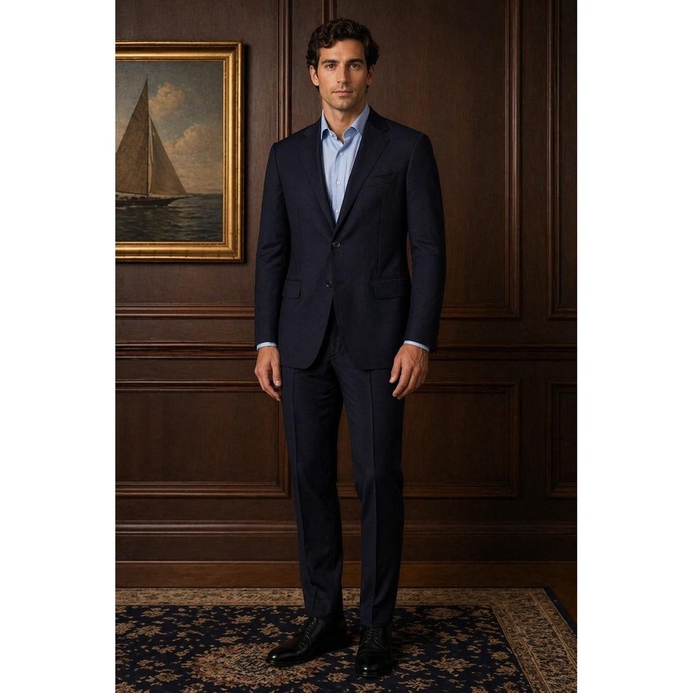 SAMUELSOHN Men's Navy Sport Coat Navy 40L Super 120s Wool UNION MADE UTIS CANADA